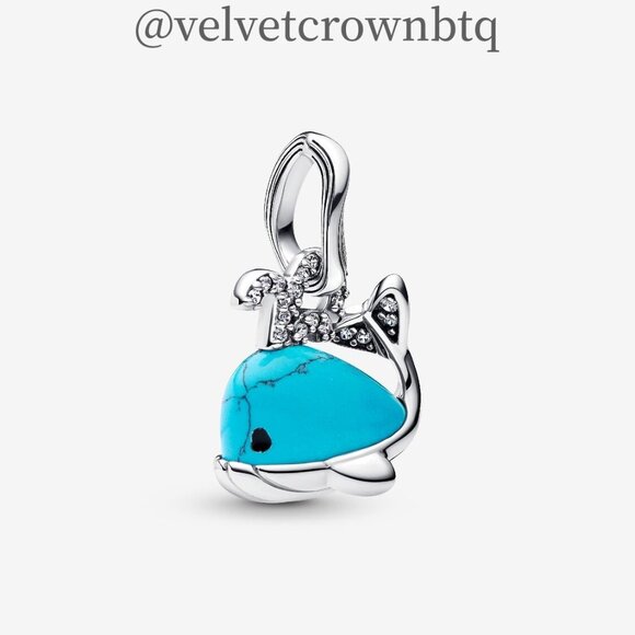 Pandora Turquoise-coloured Whale Dangle Charm - Picture 1 of 6
